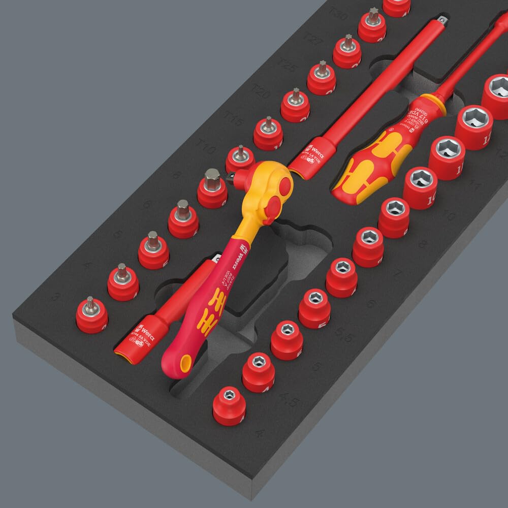 9727 Foam Insert 8007 A VDE Zyklop VDE Ratchet Set 1, 1/4", 30 Pieces - Image 4