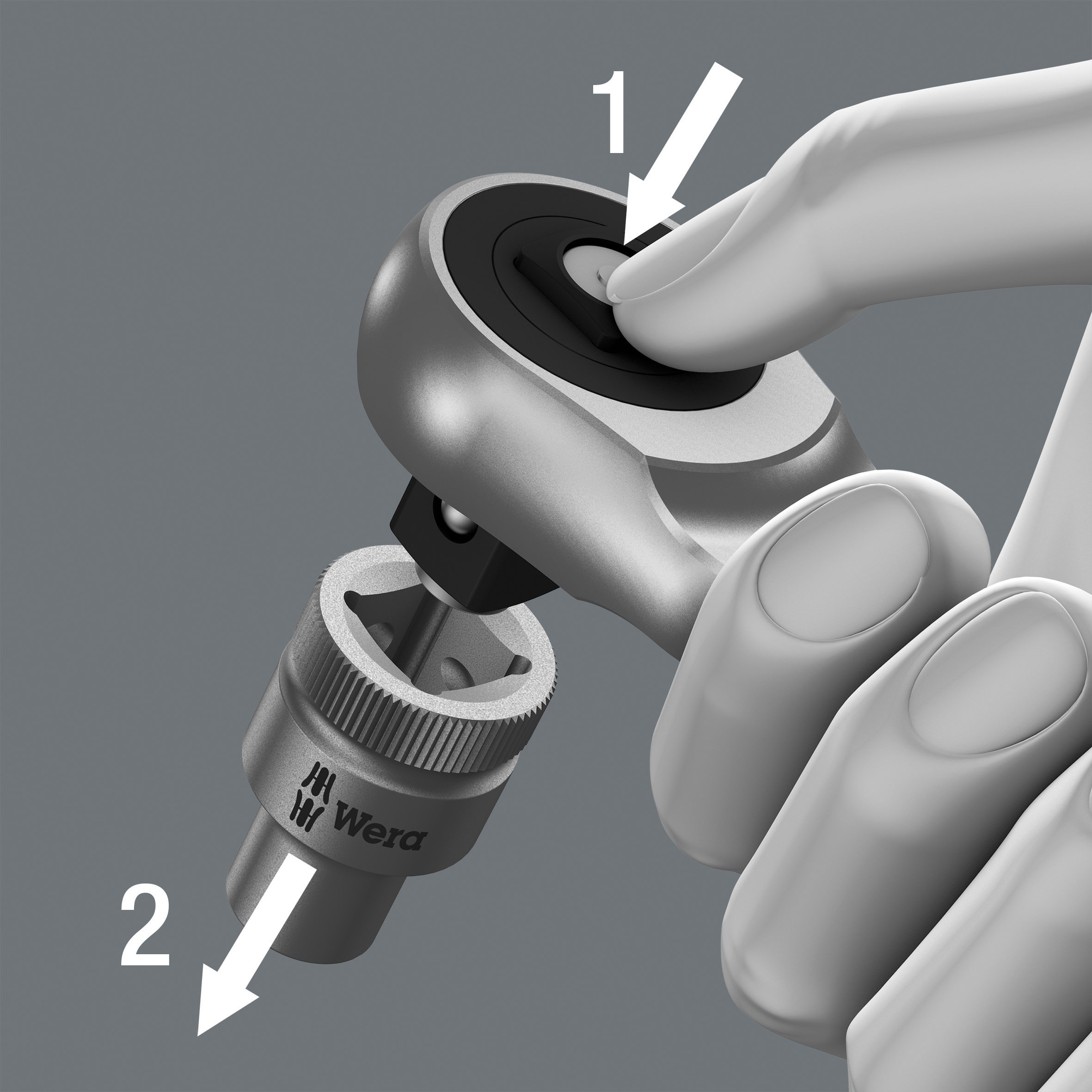 Wera 05004003001 8003 A Zyklop Full Metal Ratchet with Push-Through Square, 1/4" Drive - Image 3