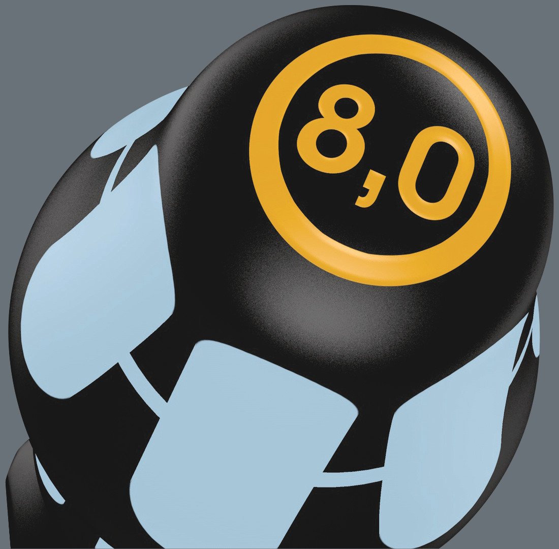 Wera 05032006001 Kraftform Stainless 3334 Stainless Steel Slotted Screwdriver, Lasertip, 8mm Head, 7" Blade Length - Image 12